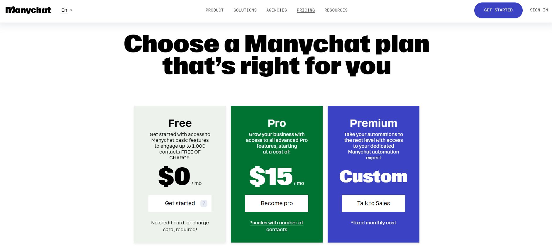 GoHighlevel vs Manychat: Manychat pricing