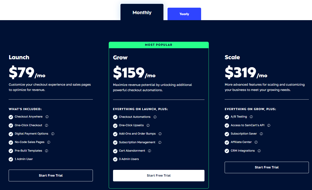 samcart pricing