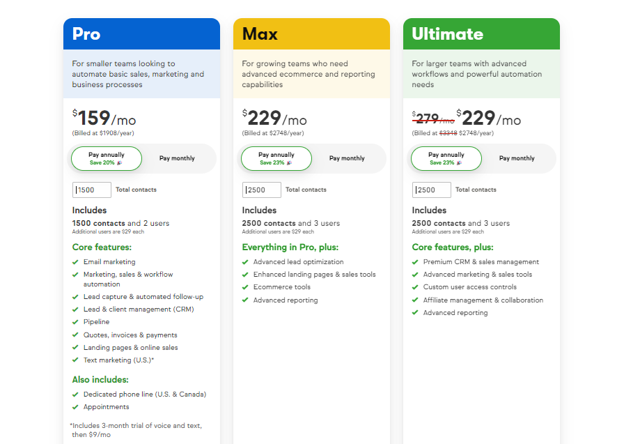 Keap pricing