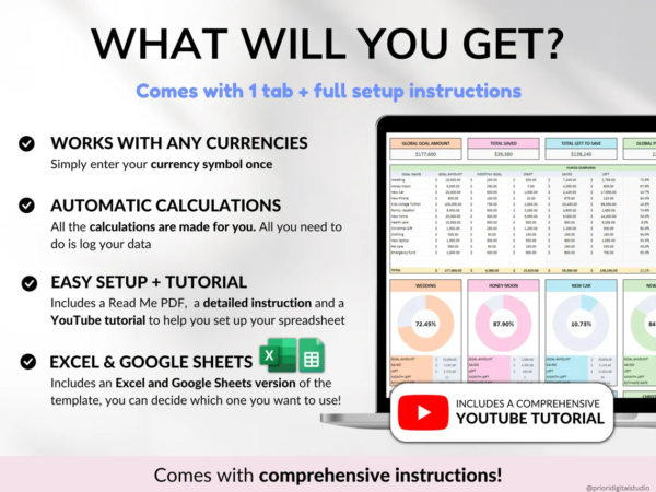 Savings Tracker Sinking Funds Tracker Google Sheets